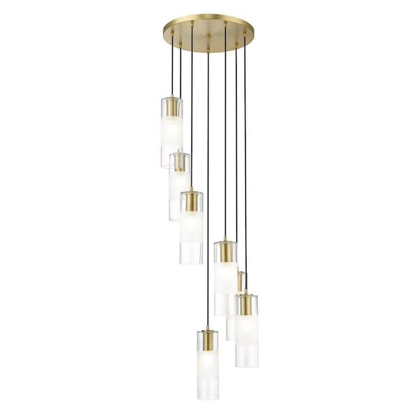 Z-Lite Alton Chandelier, 7-Light, 18 In.W x 14.25 In.H, Modern Gold/Clear+Frosted 824P-7R-MGLD - main